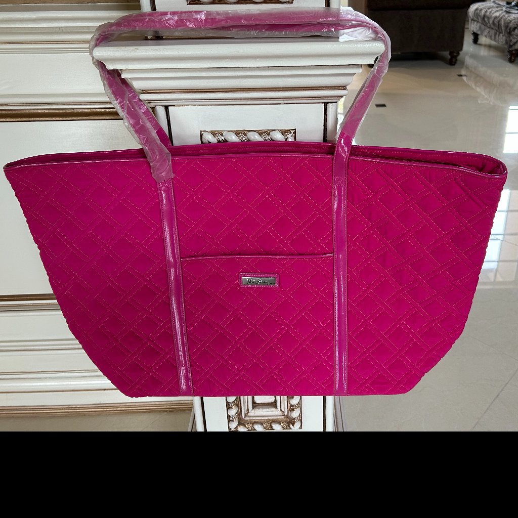 Nwt Vera Bradley Trimmed Vera Traveler Fuchsia Travel Tote Bag